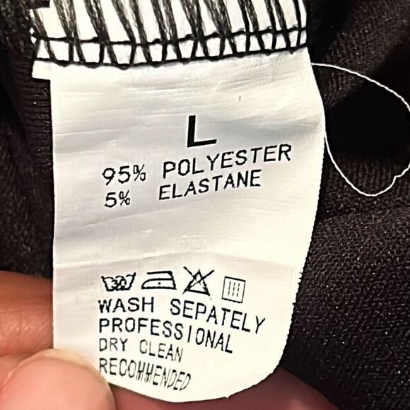 Nikki Lund Size L Long Sleeve Belted Jumpsuit Solid Black Relaxed Fit Minimalist - Picture 9 of 9